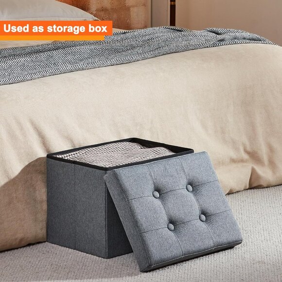 Storage Ottoman Footrest Stool Small Ottoman with Storage Foldable Ottomans Foot - Picture 2 of 6